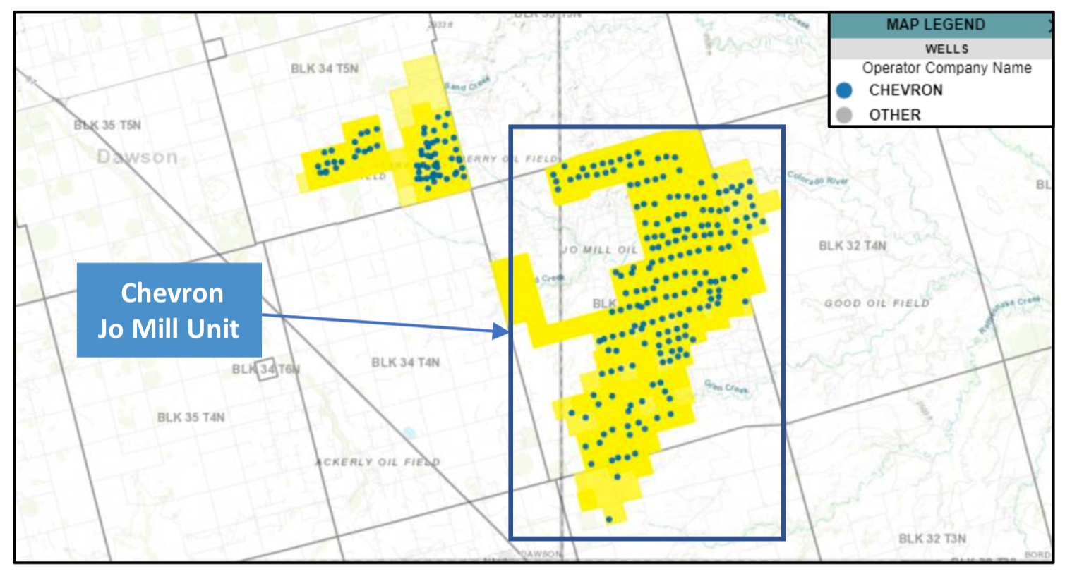 Chevron Midland Basin Jo-Mill, Spraberry Fields Asset Map (Source: EnergyNet)