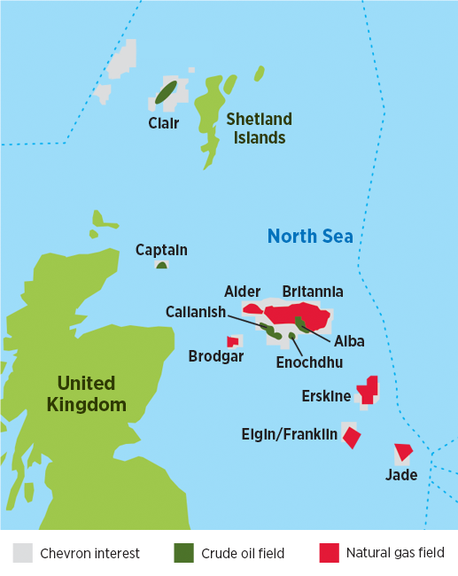 Chevron UK North Sea Portfolio Asset Map Source Chevron Corp