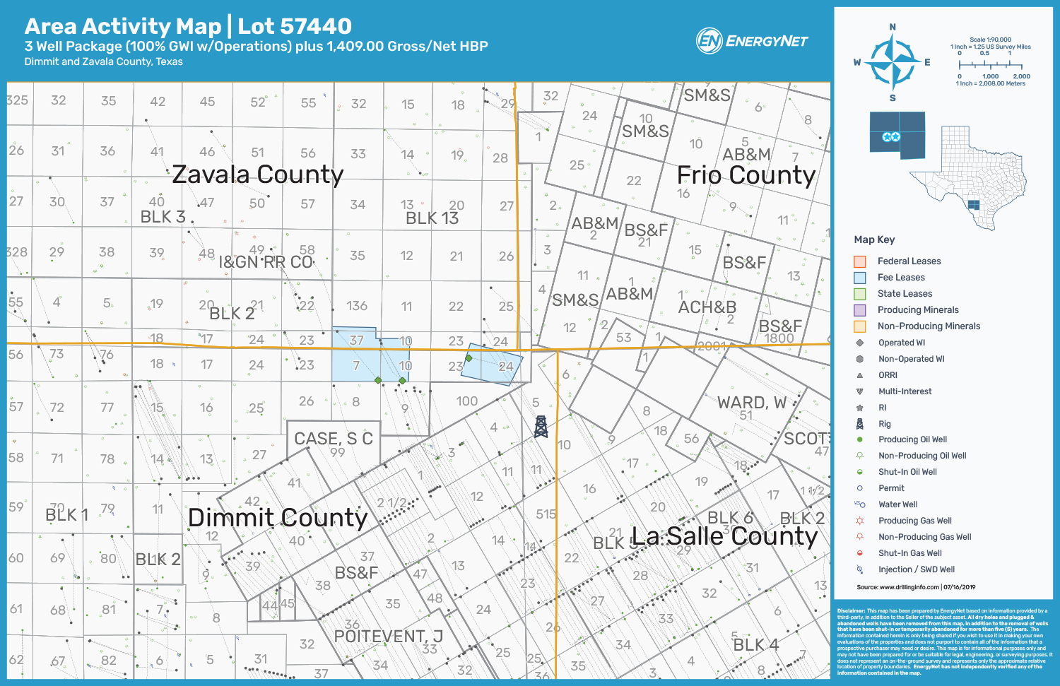 Circle Five Operated South Texas Dimmit & Zavala Counties Asset Map (Source: EnergyNet)