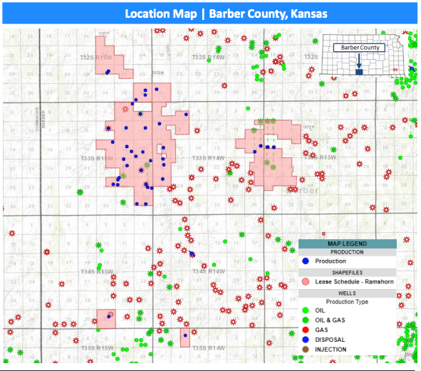 Clearinghouse Marketed Map - Operated Working Interest Barber County Kansas