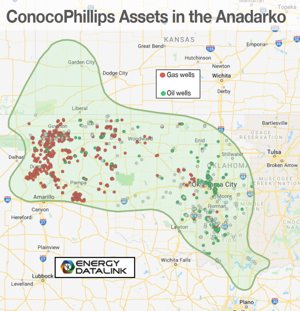 ConocoPhillips Assets in the Anadarko Basin Map - Rextag Data