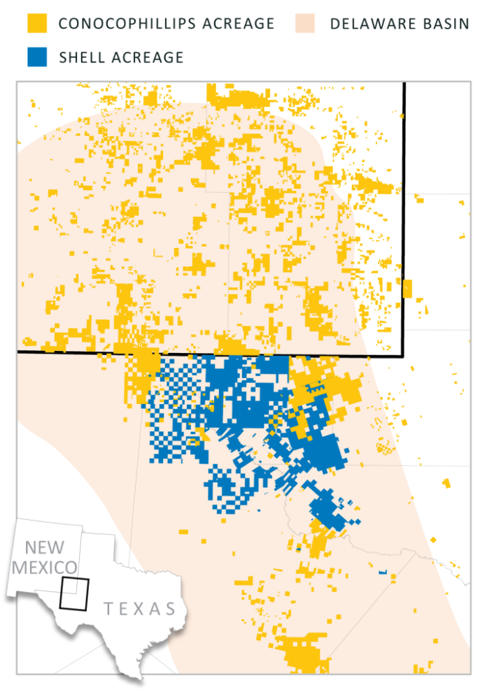 ConocoPhillips Pro Forma Shell Acquisition Permian Basin Acreage Map (Source: ConocoPhillips Investor Presentation)