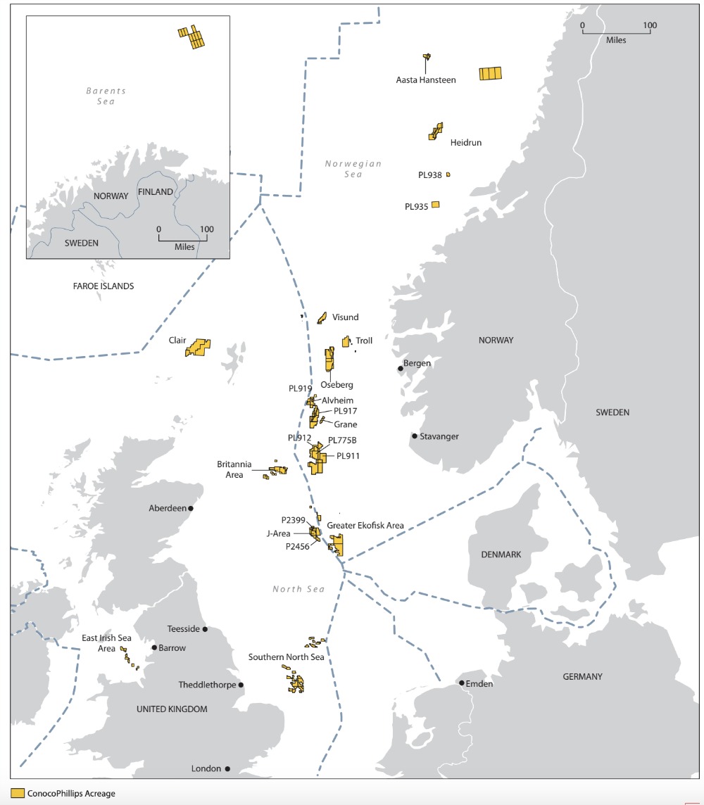 ConocoPhillips UK And Norway North Sea Asset Map (Source: ConocoPhillips Co.)