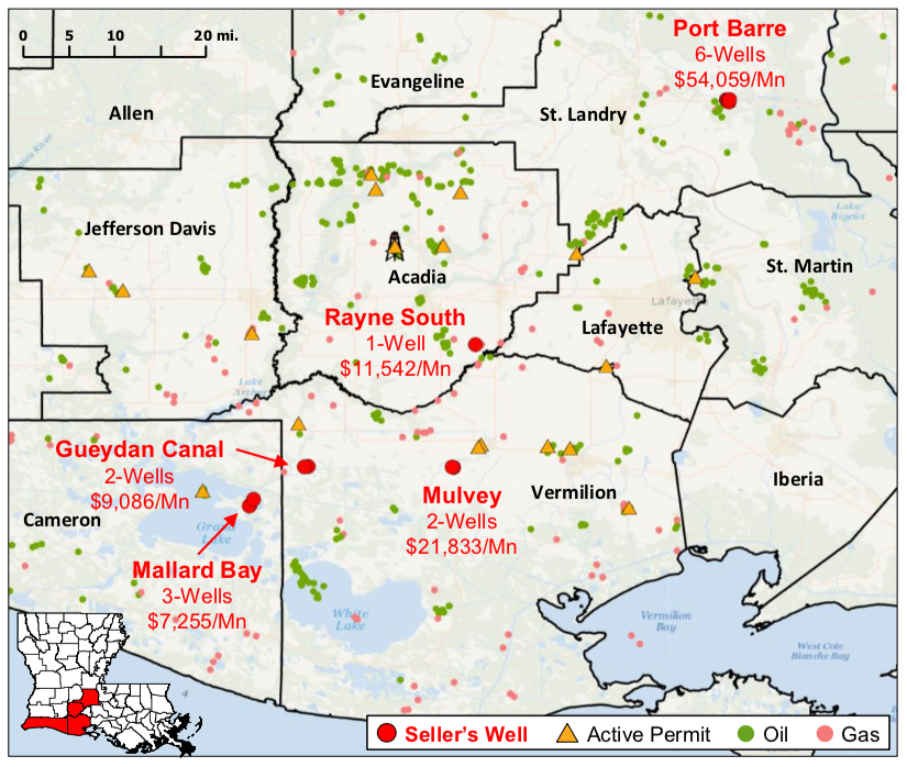 Conventional South Louisiana Operated Sale Package Asset Map (Source: Energy Advisors Group)
