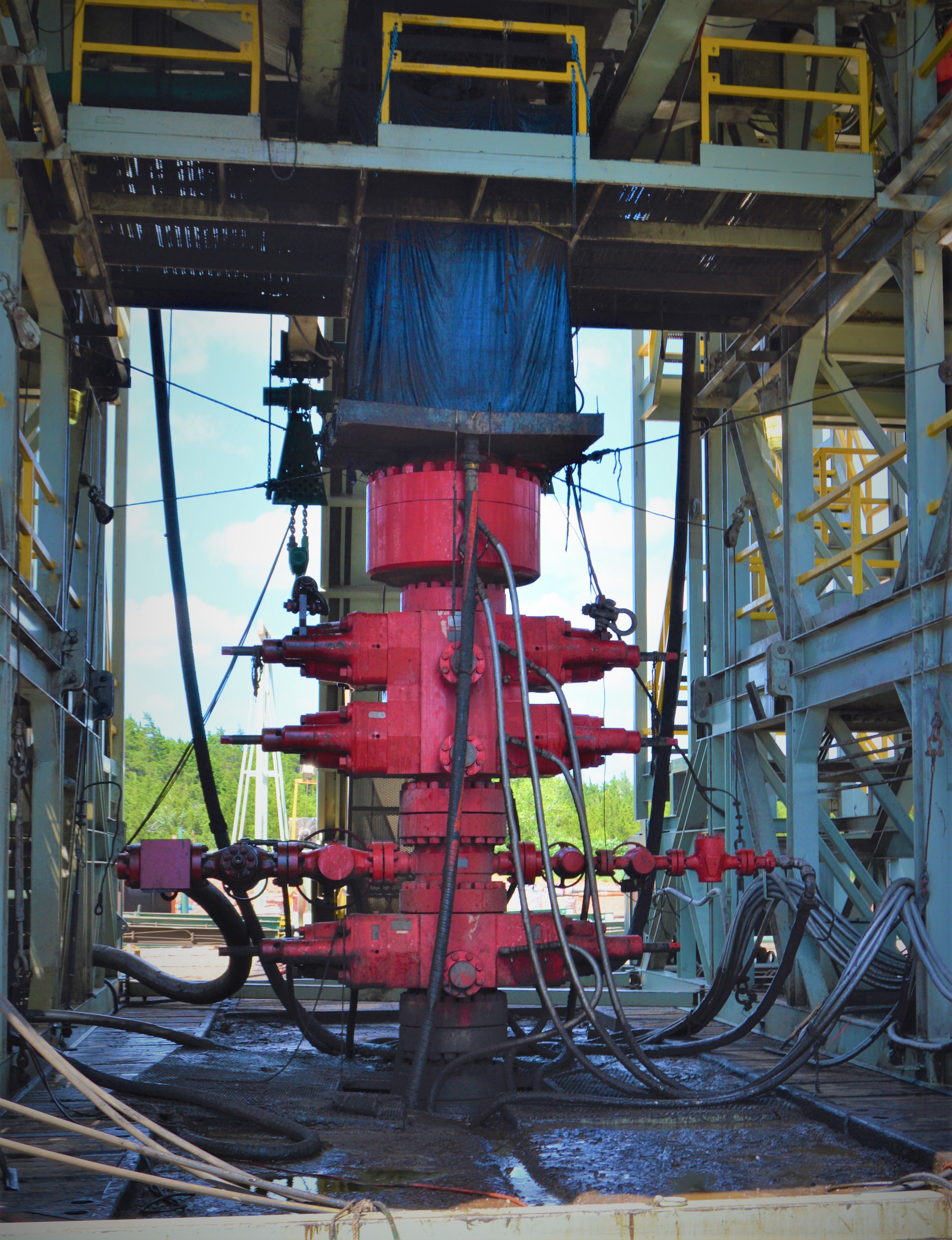 A blowout preventer at Camino’s Cora Mae 10-15-1H well, which is located in Grady County, Okla. Parent/child interactions pose challenges in the areas where Camino operates.