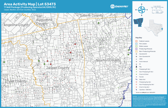 Cornerstone Petroleum Resources East Texas Asset Map - Lot 53473 (Source: EnergyNet)