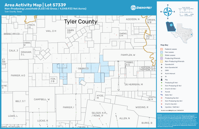 Cornerstone Petroleum Resources East Texas Asset Map - Lot 57339 (Source: EnergyNet)