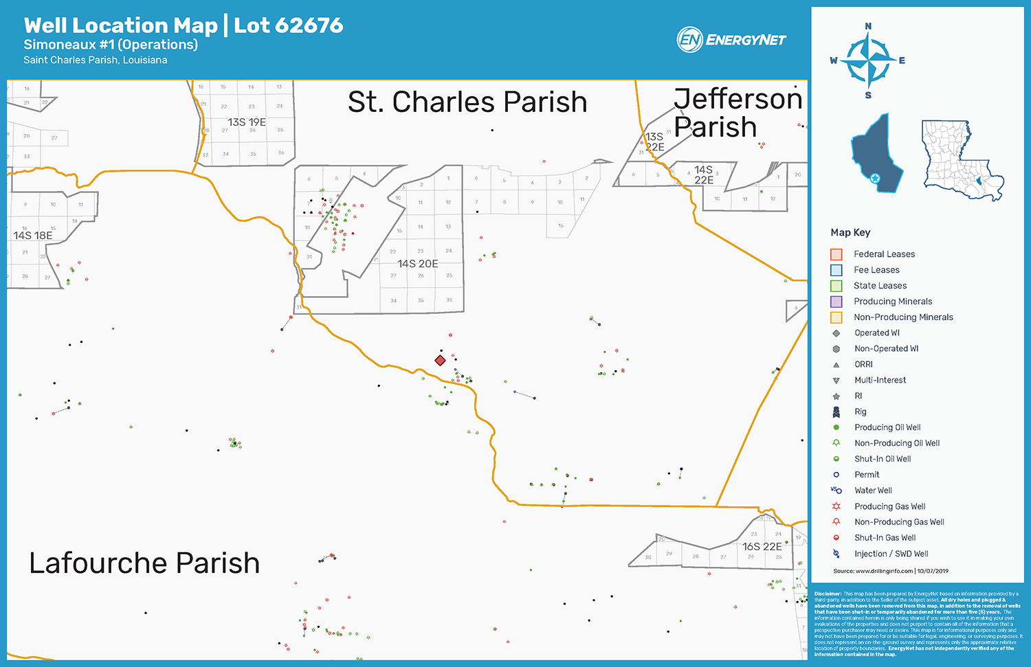 Costa Energy Operated Louisiana Asset Map, Saint Charles Parish (Source: EnergyNet)