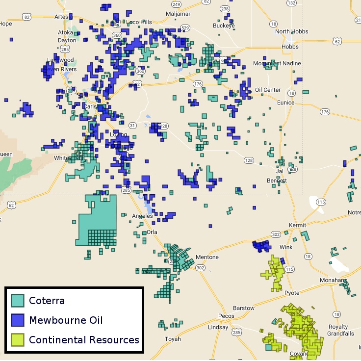 coterra mewbourne continental map