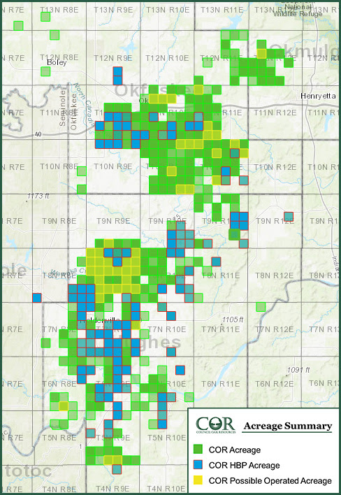 Council Oak Resources Arkoma Basin Nonop Leasehold, Minerals Asset Map (Source: Meagher Energy Advisors)