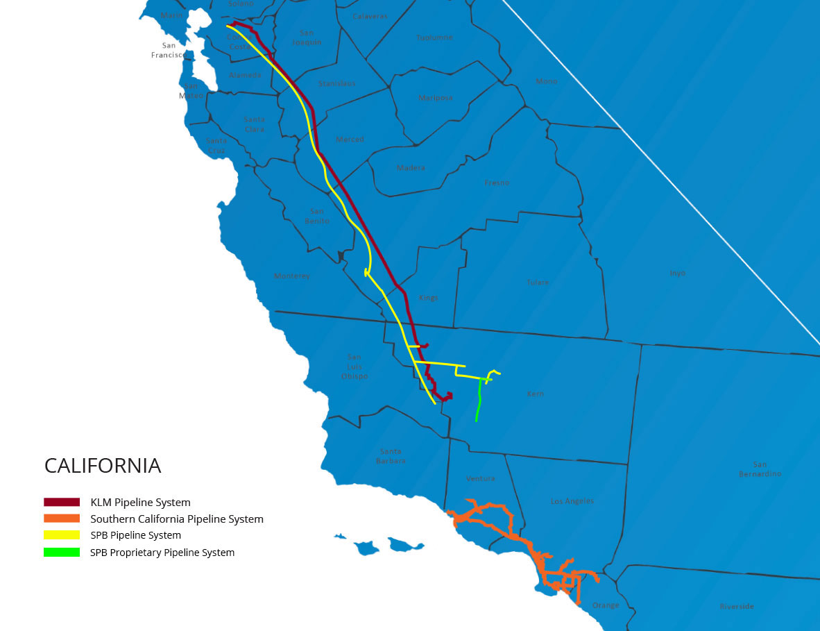 Crimson Midstream Map of Pipelines in California