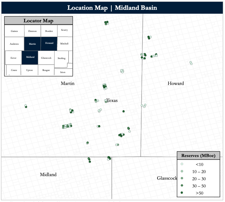 Detring Energy Advisors Marketed Location Map - Birch Operations Midland Basin Production Acquisition Opportunity