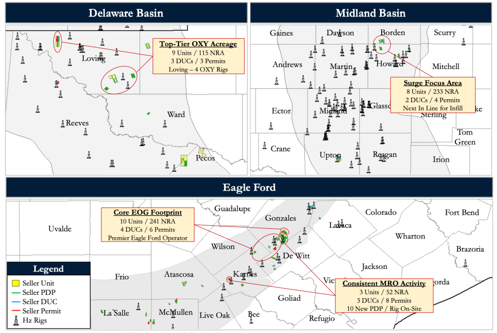 Detring Energy Advisors Marketed Map - Permian Basin  Eagle Ford Mineral Acquisition Opportunity