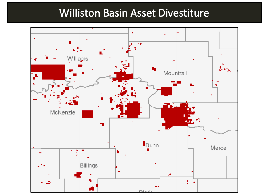 Diamondback Energy Williston Basin Asset Divestiture Map