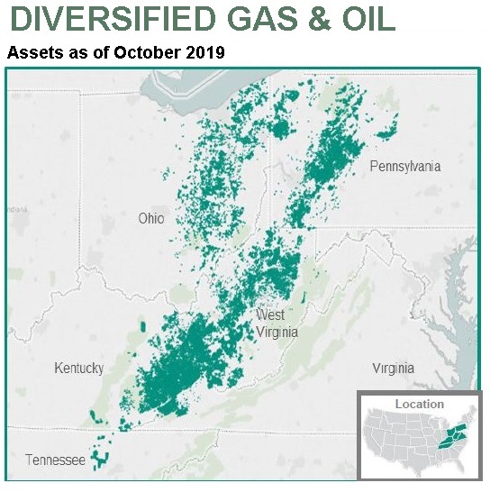 Map of Diversified Gas & Oil Assets as of October 2019