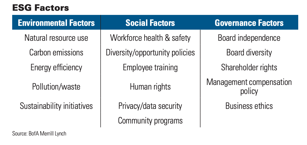 ESG Factors (Source: BofA Merrill Lynch)