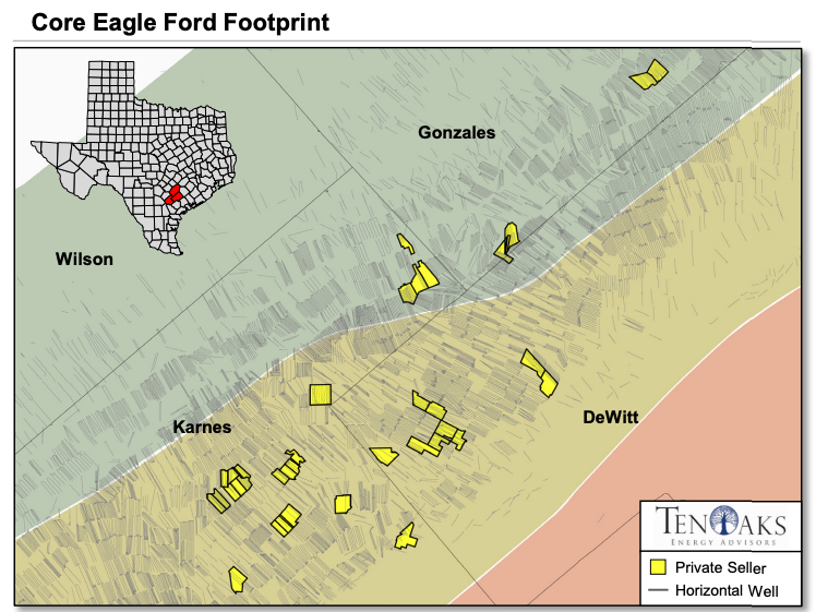 Eagle Ford Mineral Acquisition Asset Map (Source: TenOaks Energy Advisors LLC)