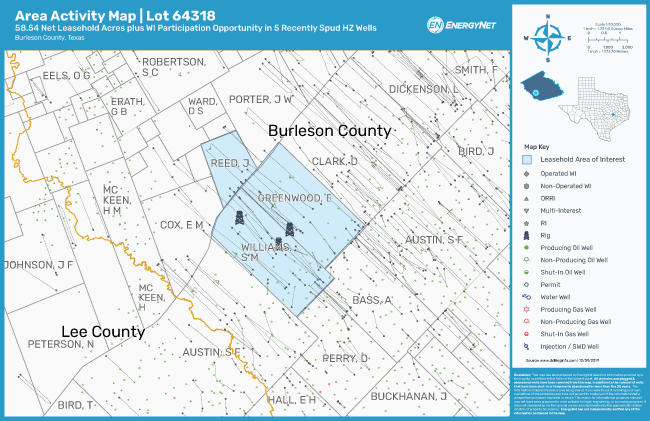 Eagle Ford Shale Opportunity Asset Map, Burleson County, Texas (Source: EnergyNet)