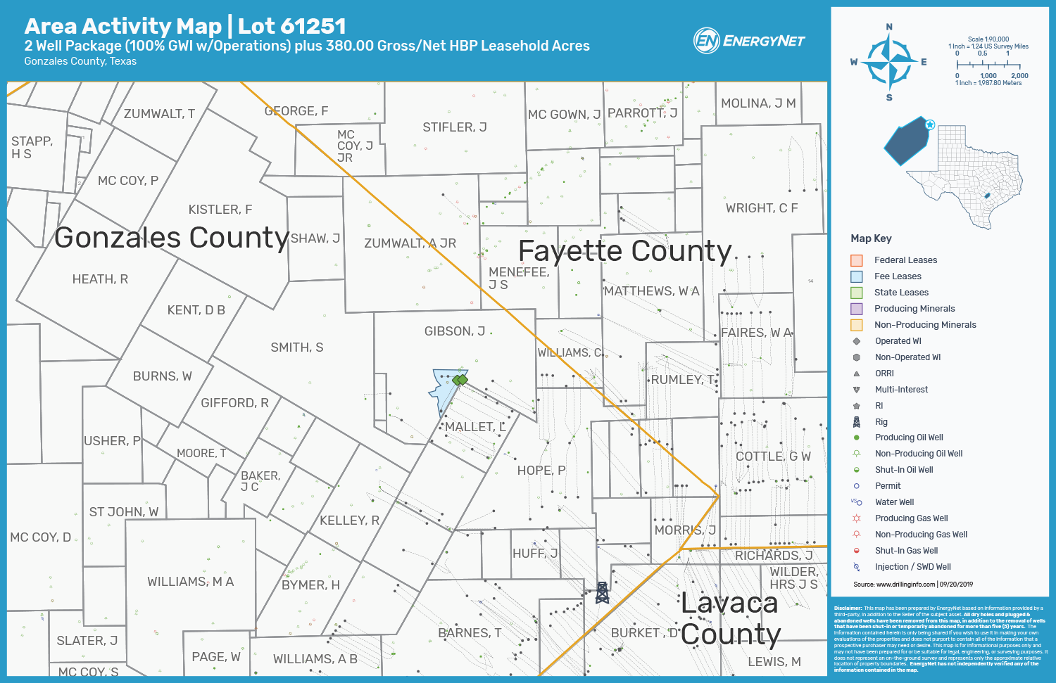 Eagle Ford Shale Opportunity, Gonzales County, Texas Asset Map (Source: EnergyNet)