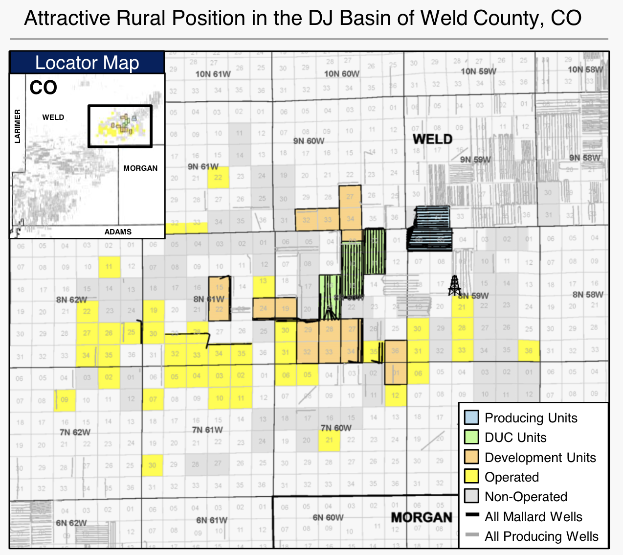نقشه مشاوران انرژی ایگل رودخانه به بازار عرضه شد - Mallard Exploration Rural DJ Basin JV Opportunity