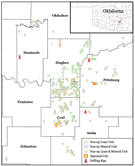 Eagle River Energy Advisors Marketed Map - Sinclair Oil Arkoma Basin Operated Nonop ORRI Assets