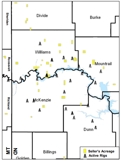 Eagle River Energy Advisors Marketed Map - Williston Basin Nonop Working Interest Assets