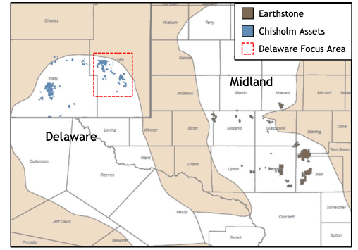 Earthstone Energy Permian Asset Map - Chisholm Energy Acquisition Overview