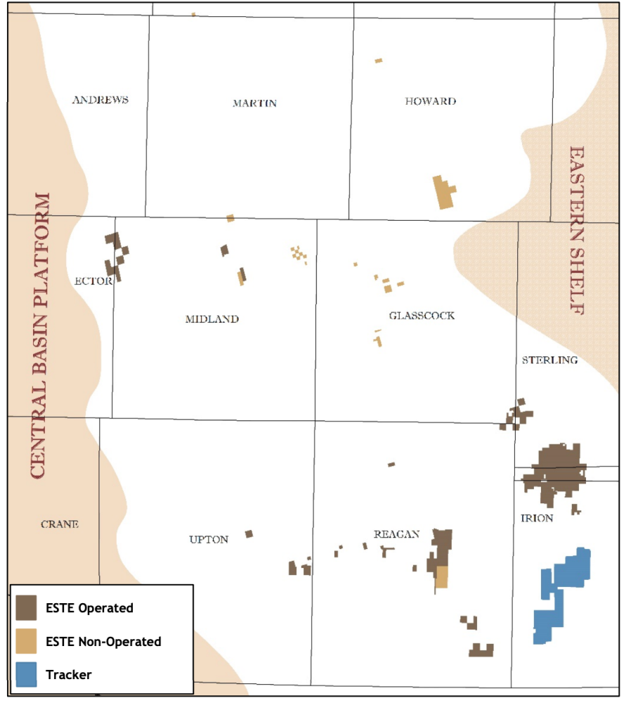 Earthstone Energy Tracker Acquisition Map