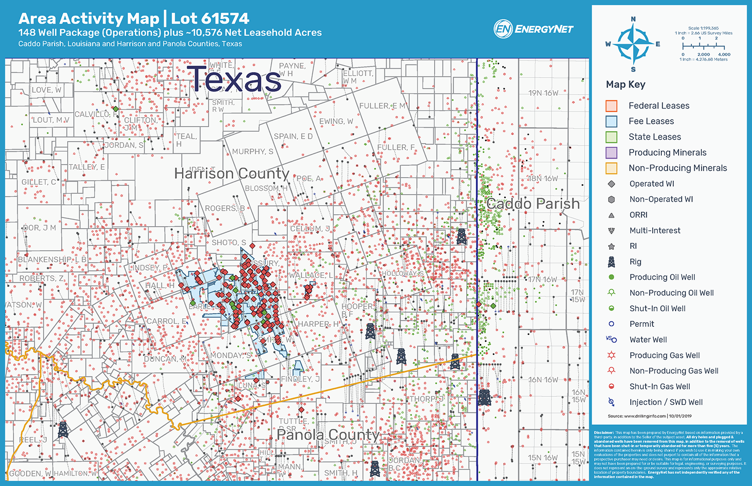 East Texas Exploration 148 Well Package Asset Map (Source: EnergyNet)