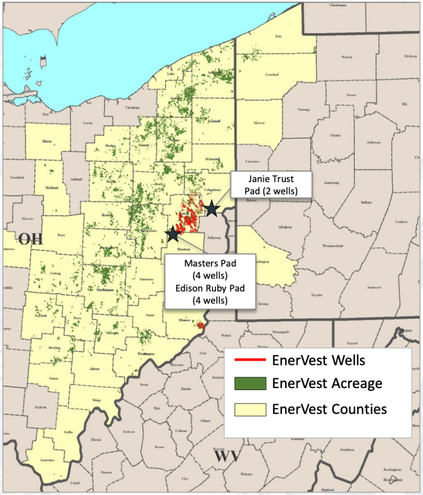 EnergyNet Indigo Marketed Map - EnerVest Utica Shale Nonop ORRI Assets