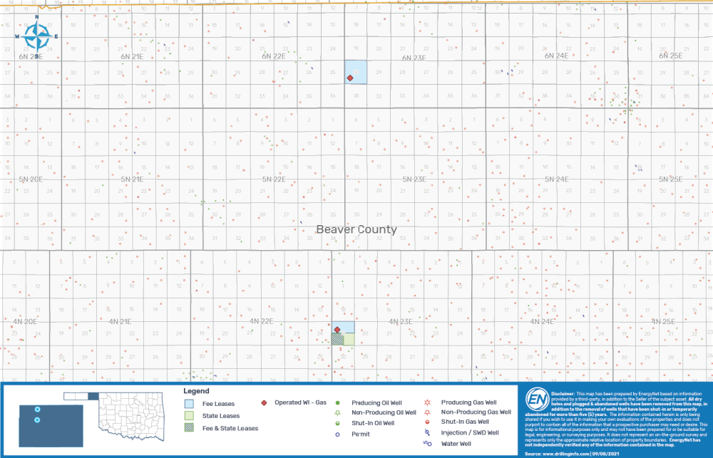 EnergyNet Marketed Map - Continental Resources Operated Texas Panhandle Oklahoma Well Packages - Lot 83982 Map 2