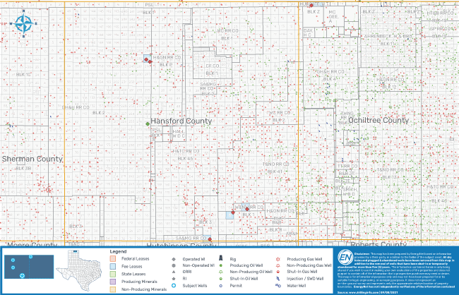 EnergyNet Marketed Map - Continental Resources Operated Texas Panhandle Oklahoma Well Packages - Lot 83983
