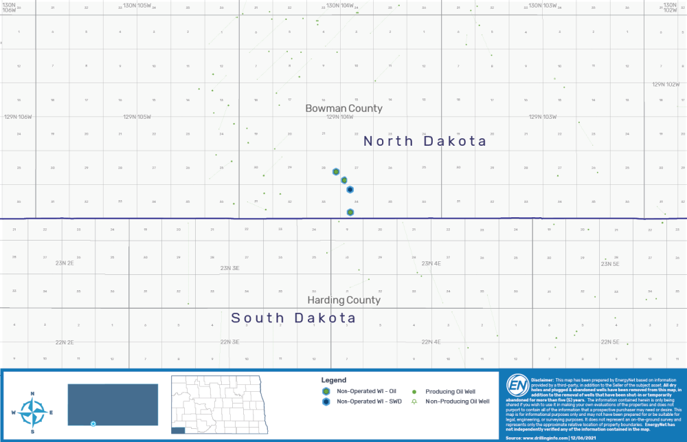 EnergyNet Marketed Map - Cornerstone Energy Well Package Bowman County North Dakota