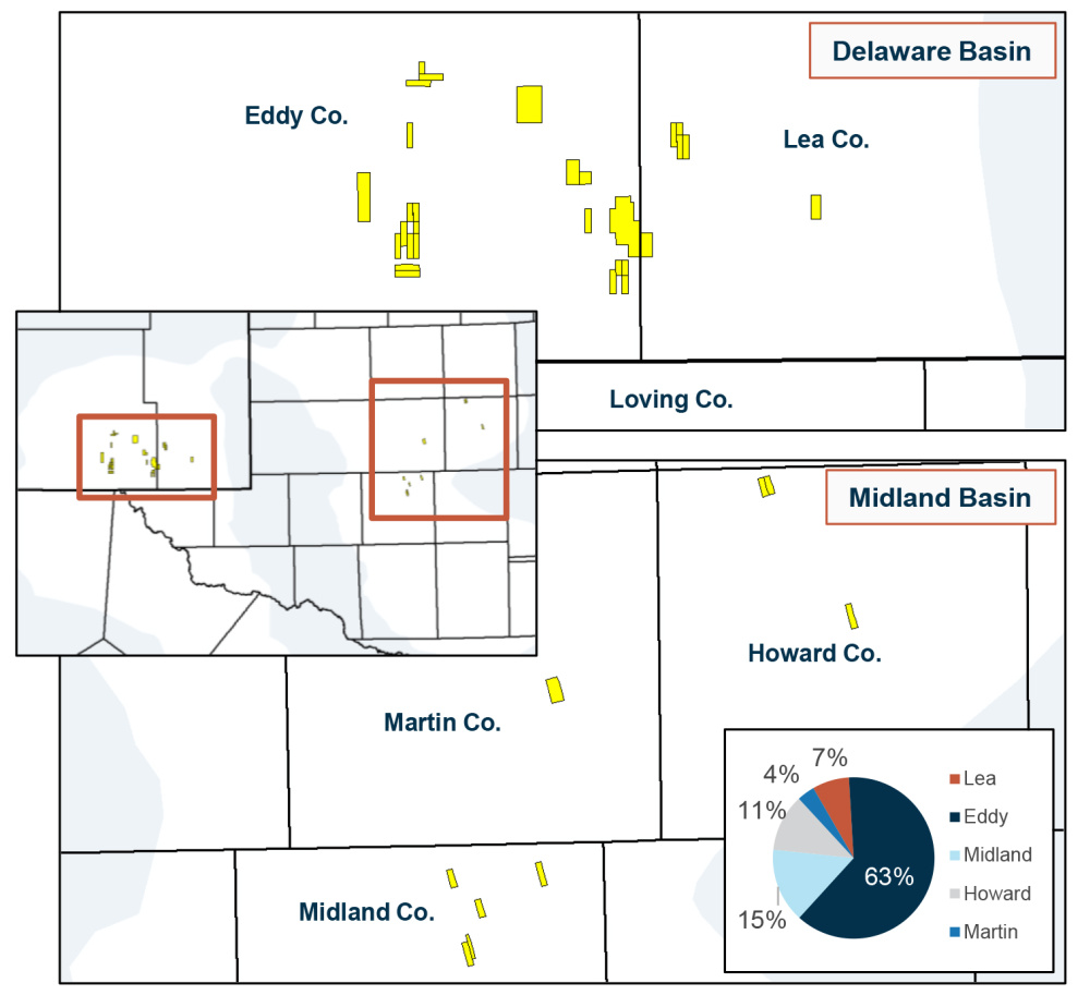 EnergyNet Marketed Map - Delaware Midland Basin Mineral Royalty Opportunity