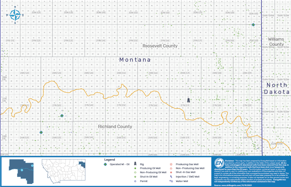 EnergyNet Marketed Map - EOG Resources Montana Bakken Shale Package