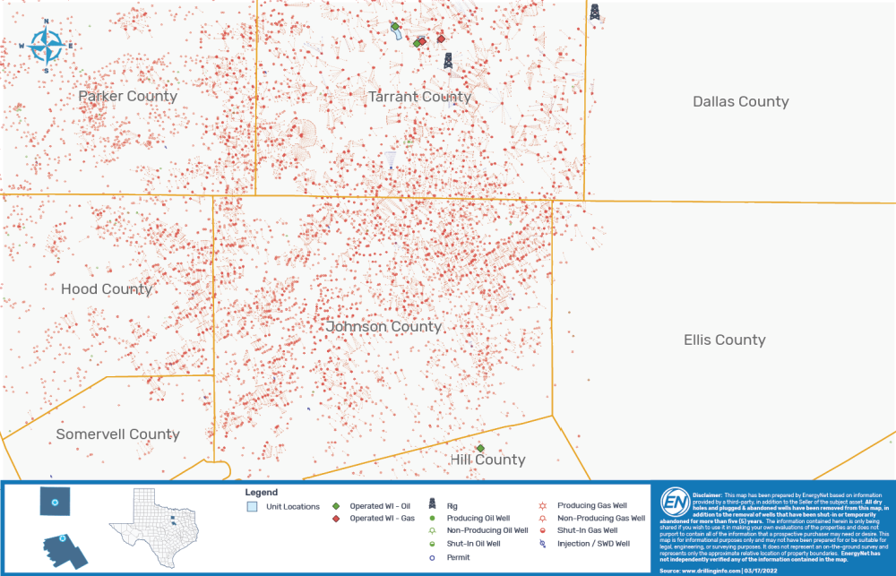 EnergyNet Marketed Map - Finley Resources Operated Barnett Shale Opportunity