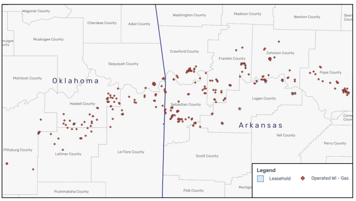 EnergyNet Marketed Map - Foundation Energy Operated Well Package in Arkansas Oklahoma