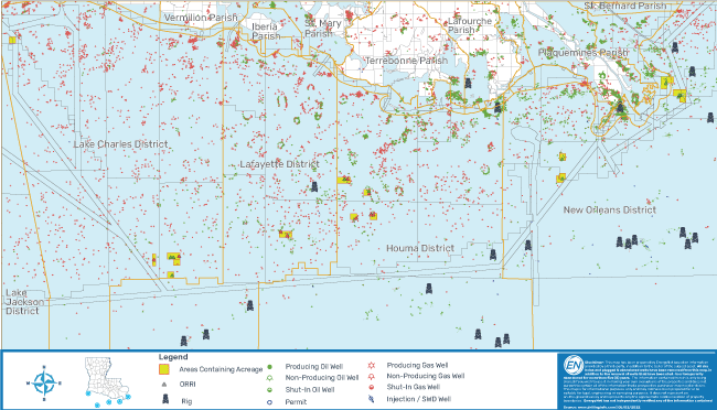 EnergyNet Marketed Map - Gulf of Mexico ORRI Well Package Offshore Louisiana