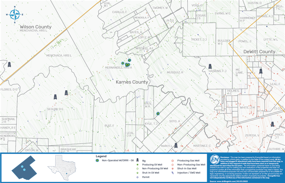 EnergyNet Marketed Map - LBJ Partners Eagle Ford Austin Chalk Opportunity in Karnes County Texas