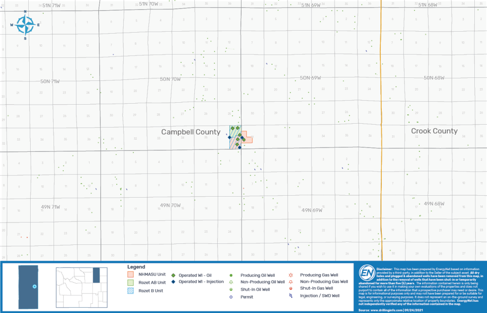 EnergyNet Marketed Map - Operated Well Package in Wyoming Campbell County