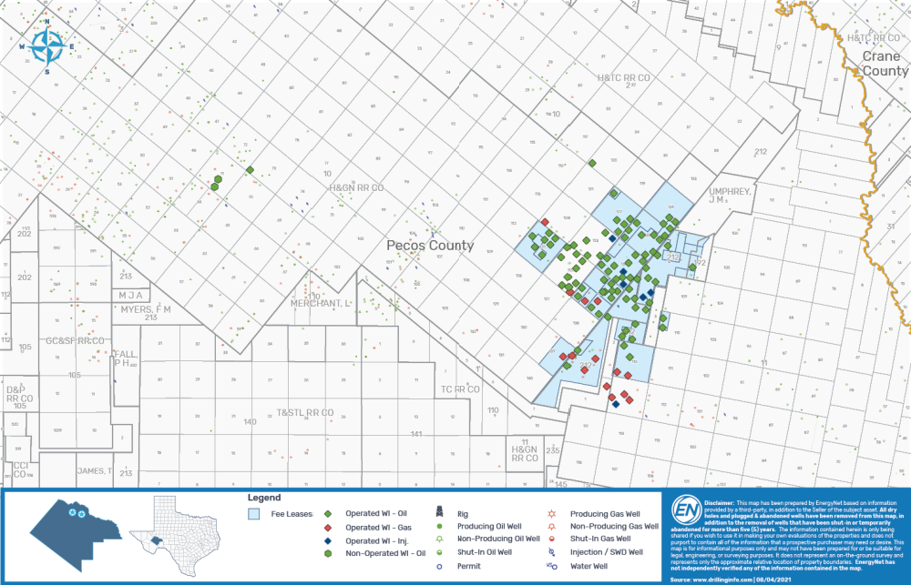 EnergyNet Marketed Map - Pecos County Texas Well Package Operations Nonop Leasehold