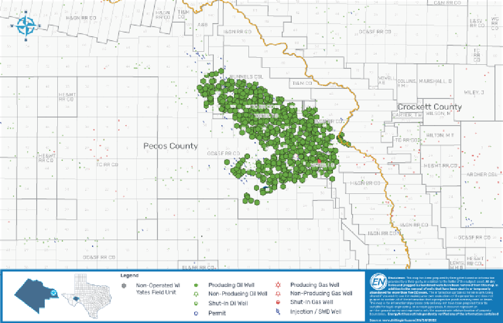 EnergyNet Marketed Map - Permian Basin Yates Field Nonop Working Interest HBP Leasehold