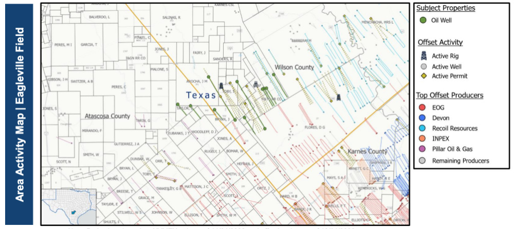 EnergyNet Marketed Map - Recoil Resources Eagleville Field Eagle Ford Operated Assets
