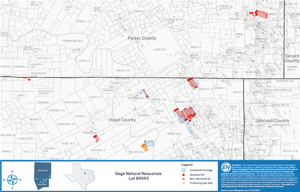 EnergyNet Marketed Map - Sage Natural Resources Barnett Shale Package