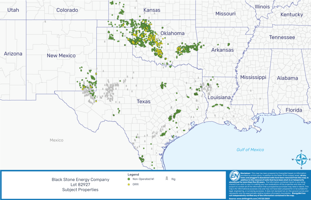EnergyNet Marketed Map 1 - Black Stone Energy Interest in over 6500 Wells