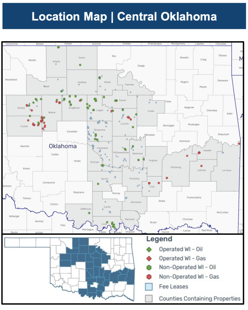 EnergyNet Marketed Map Central Oklahoma - Camino Natural Resources Midcon Operated Nonop Opportunities