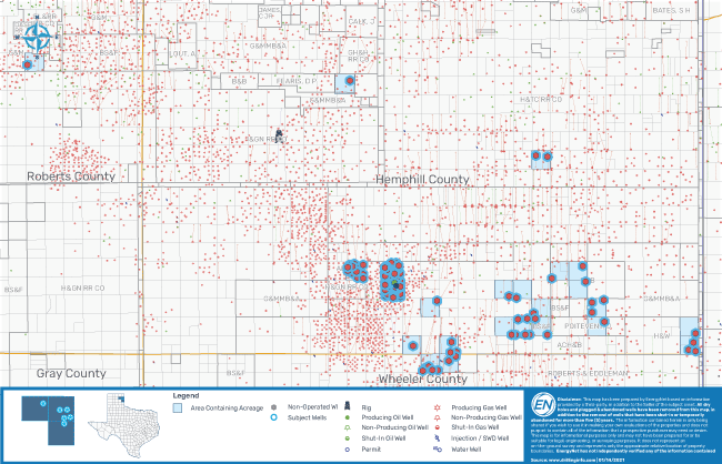 EnergyNet Marketed Map Hemphill Roberts and Wheeler Counties - Francis Oil 111 Well Package Across Texas Panhandle
