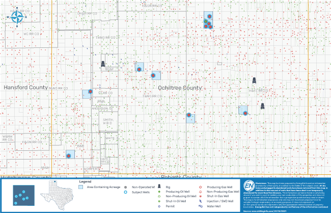 EnergyNet Marketed Map Ochiltree County - Francis Oil 111 Well Package Across Texas Panhandle