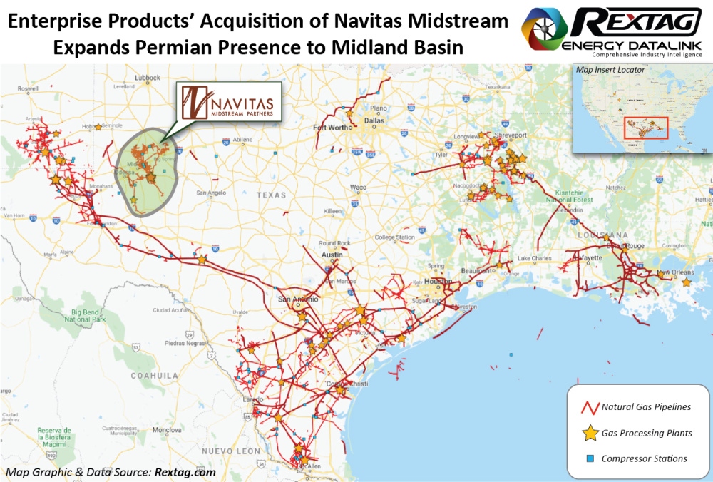 Enterprise Products Acquisition Map of Navitas Midstream by Rextag Data