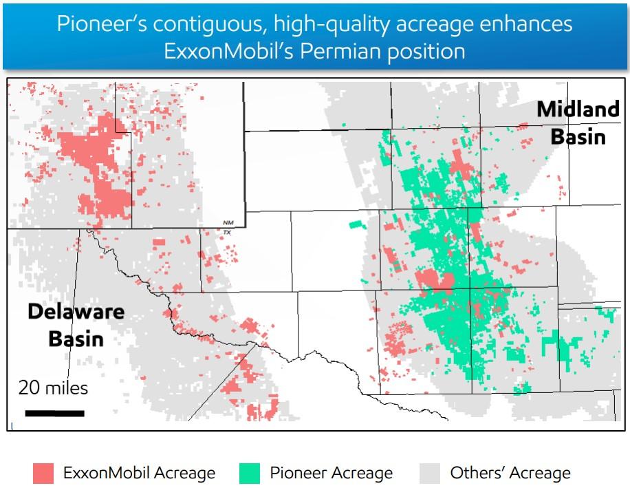 Exxon Pioneer Acreage map. ExxonMobil acquires Pioneer Natural Resources in $59.5B all-stock transaction, bringing longer laterals, to Pioneer acreage in Midland Basin.